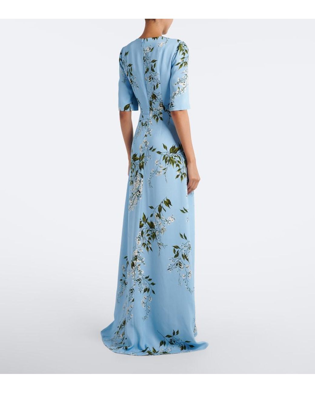 Monique Lhuillier Blue Floral Maxi Dress