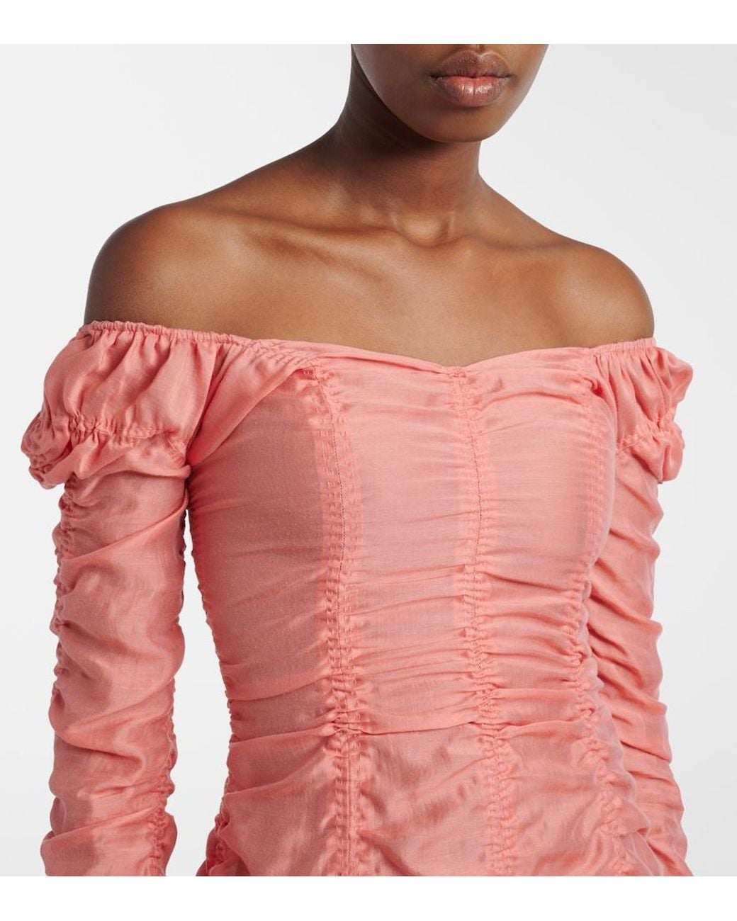Khaite Red Judith Ruched Voile Cocktail Dress