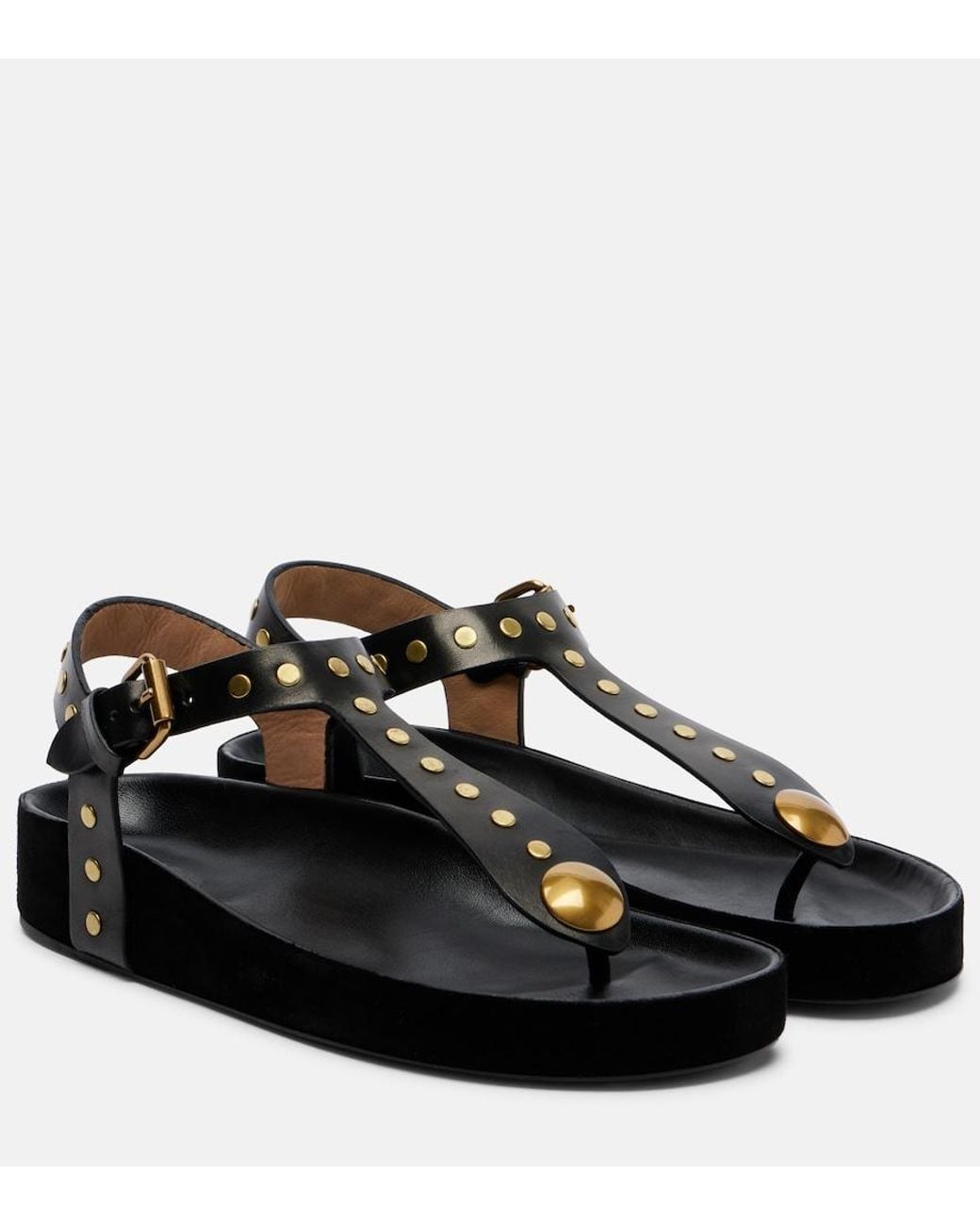 Isabel Marant Black Enore Studded Leather Thong Sandals