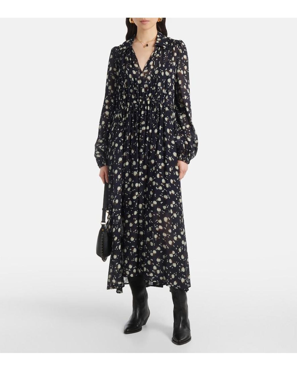 Dorothee Schumacher Black Floral Volumes Printed Maxi Dress