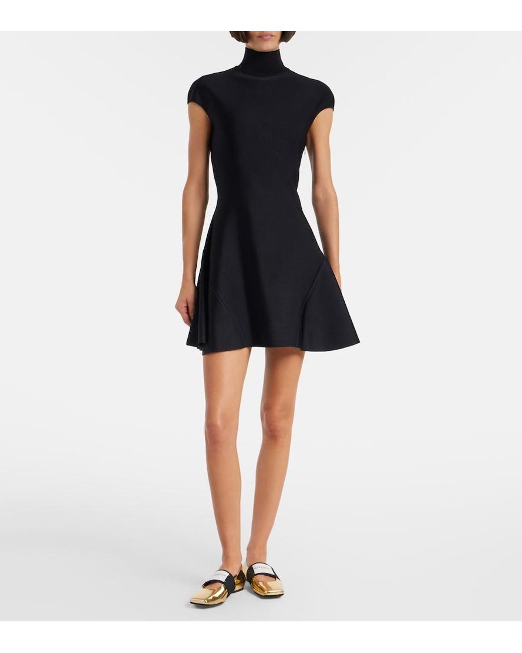 Givenchy Black Sliced Square Leather Ballet Flats