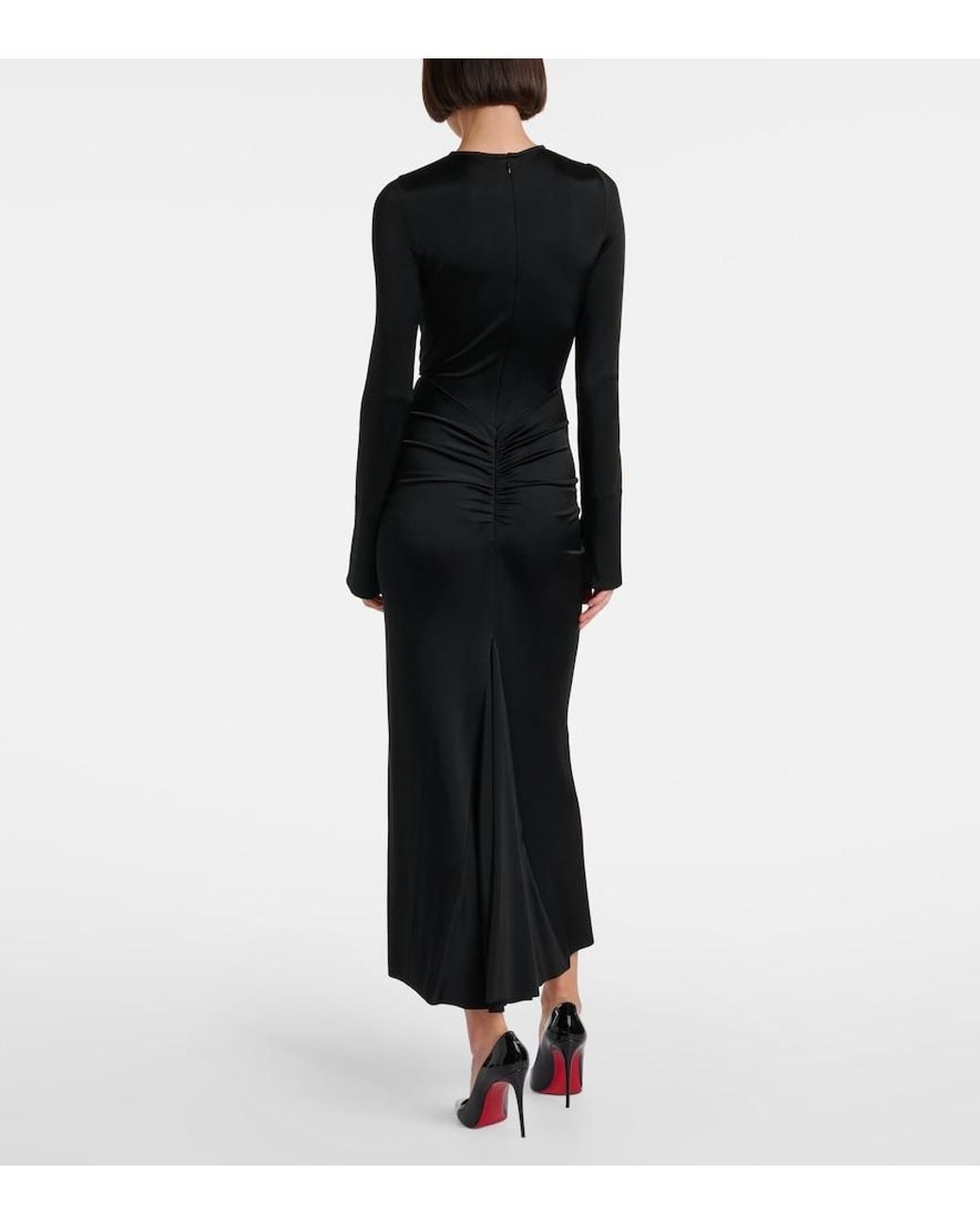 Victoria Beckham Black Gathered Midi Dress