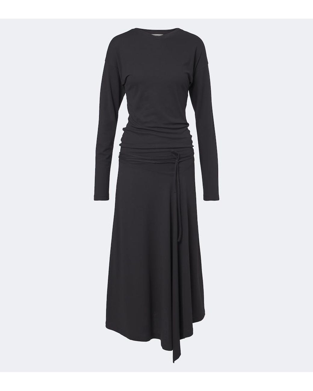 Lemaire Black Cotton Jersey Crepe Midi Dress