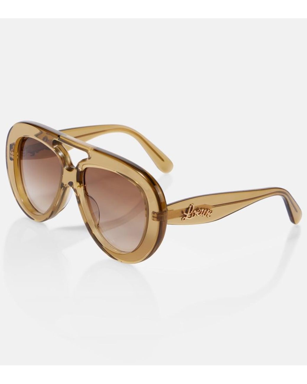 Loewe Brown Curvy Aviator Sunglasses