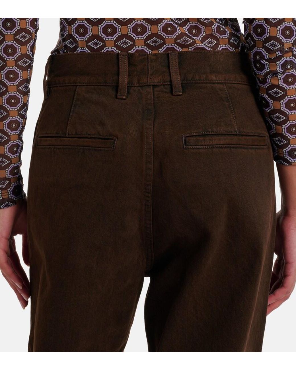 Dries Van Noten Brown High-Rise Straight Jeans