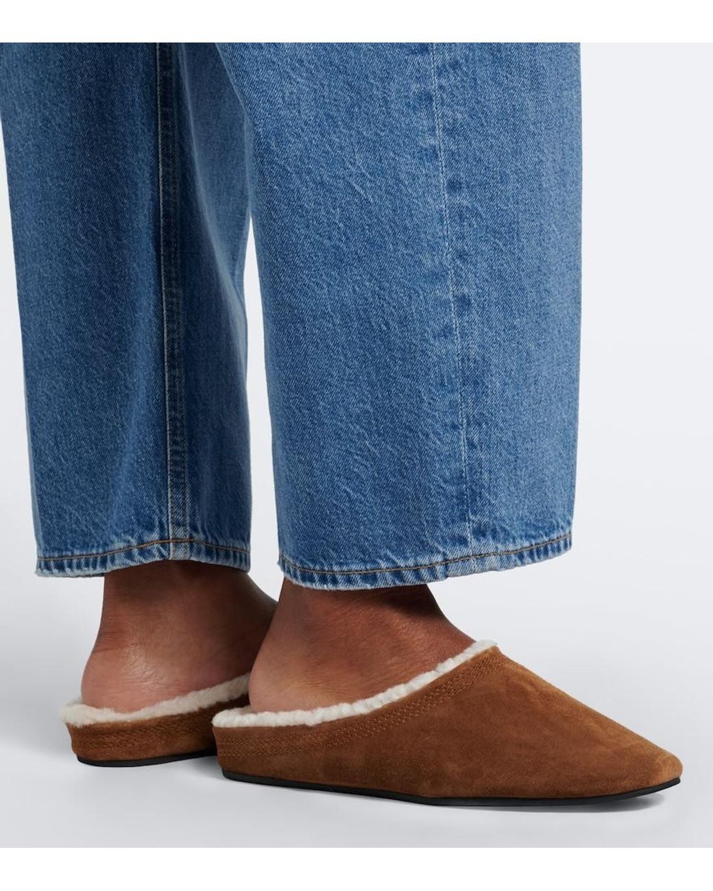 Veronica Beard Brown Narcisa Shearling-Lined Suede Mules