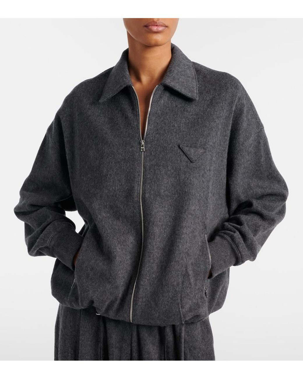 Prada Black Wool And Cashmere Blouson Jacket
