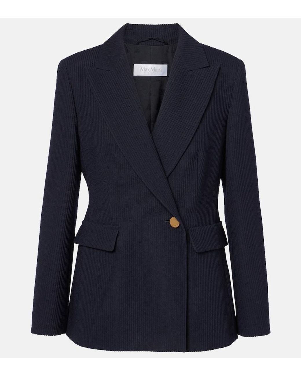 Max Mara Blue Pagano Wool-Blend Blazer