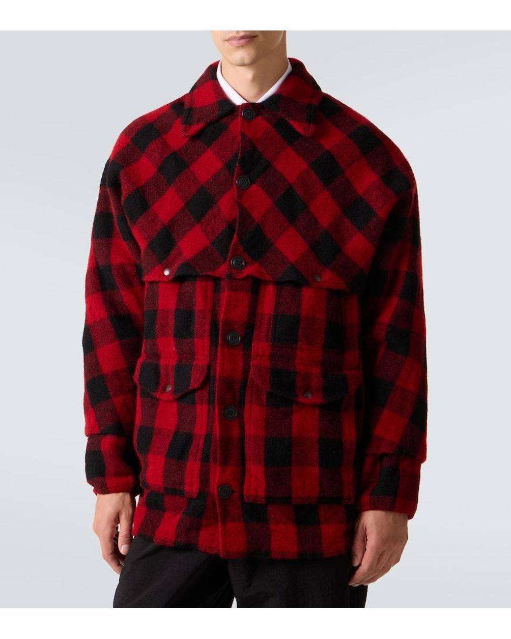 Junya Watanabe Red Checked Wool Jacket for men