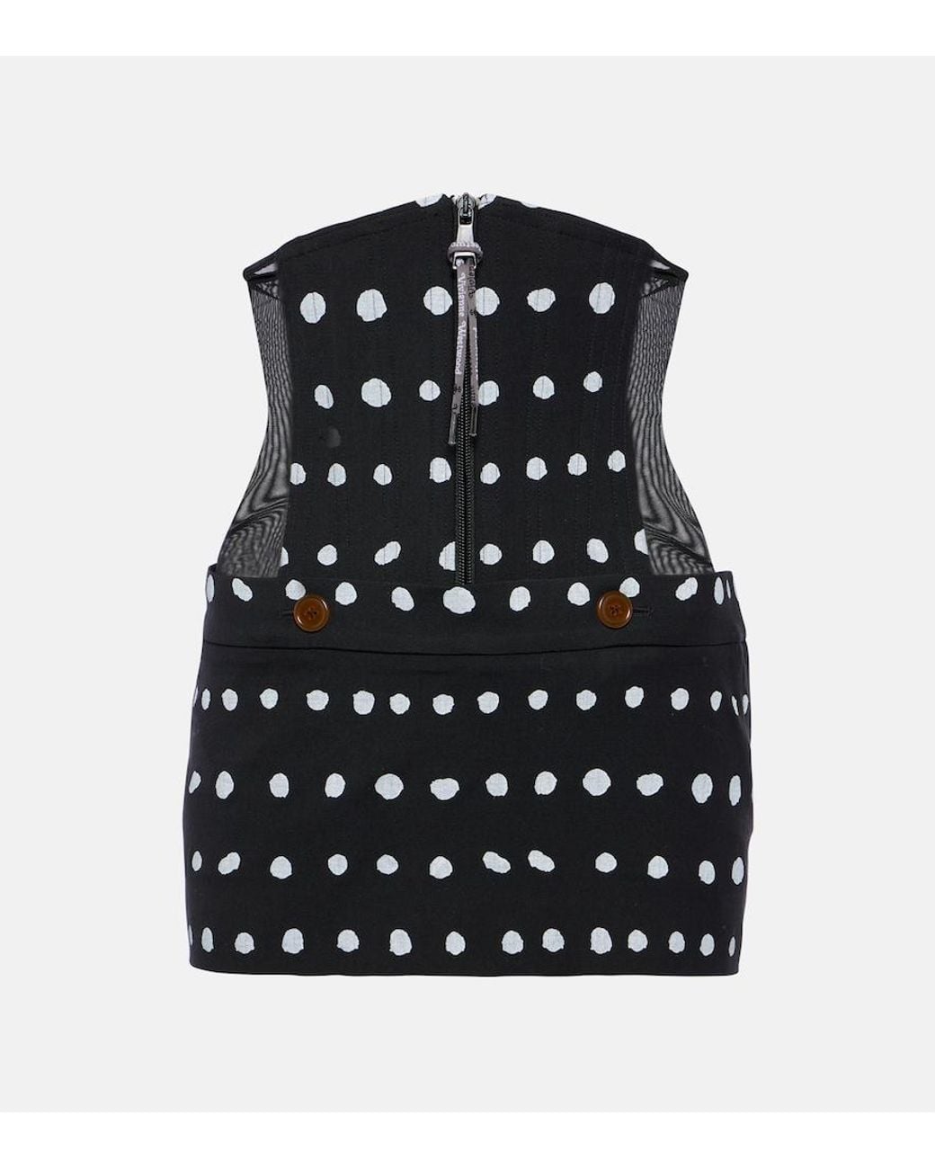Vivienne Westwood Black Foam Polka-Dot Virgin Wool Miniskirt
