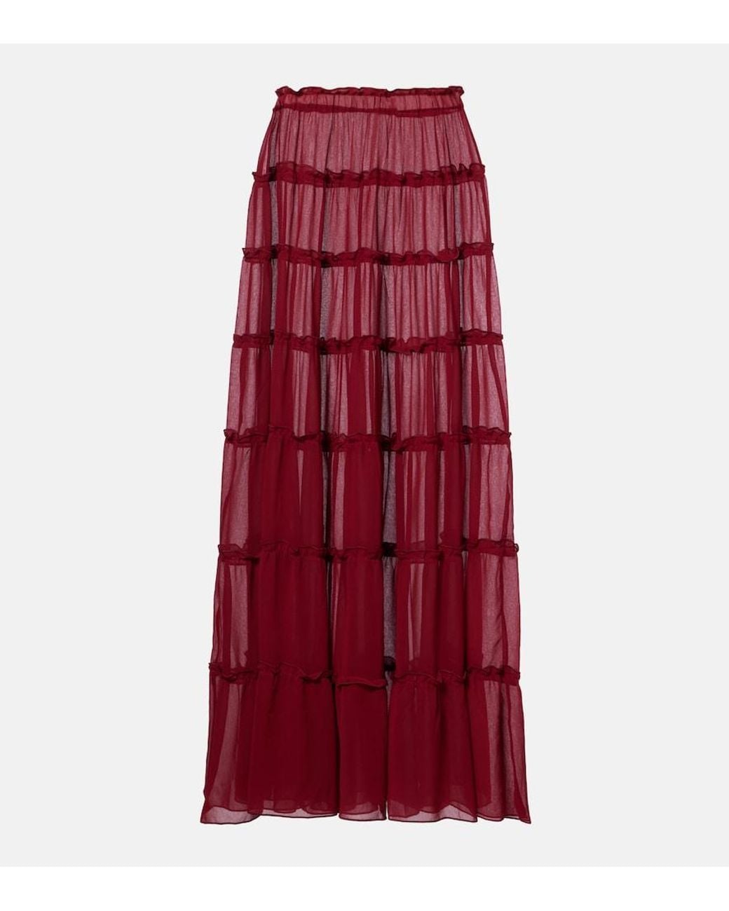 Bananhot Elma Tiered Semi-Sheer Maxi Skirt