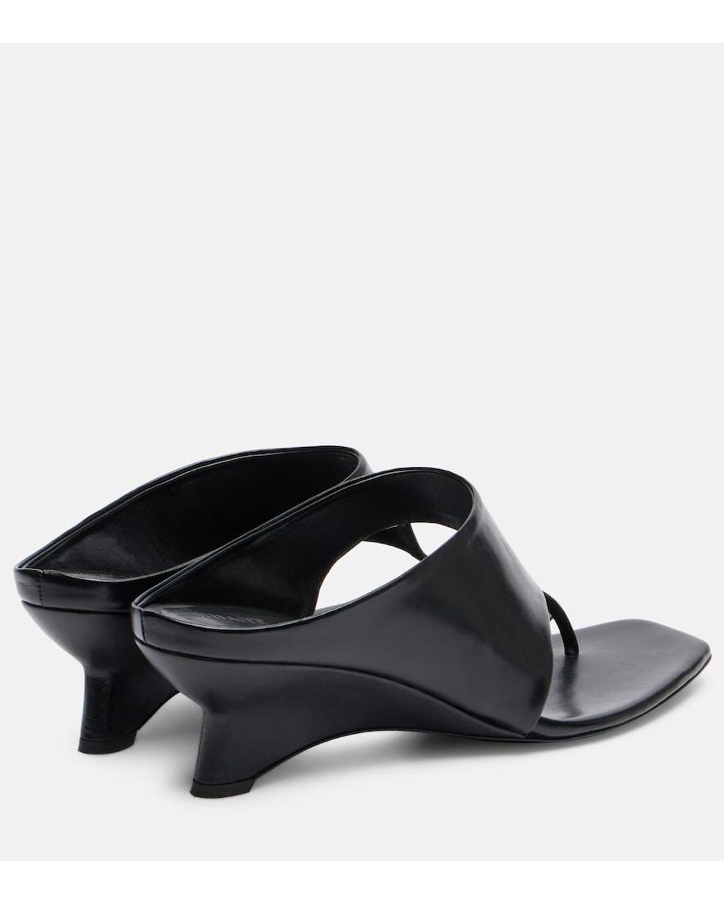 Khaite Black Marlow 55 Leather Thong Sandals