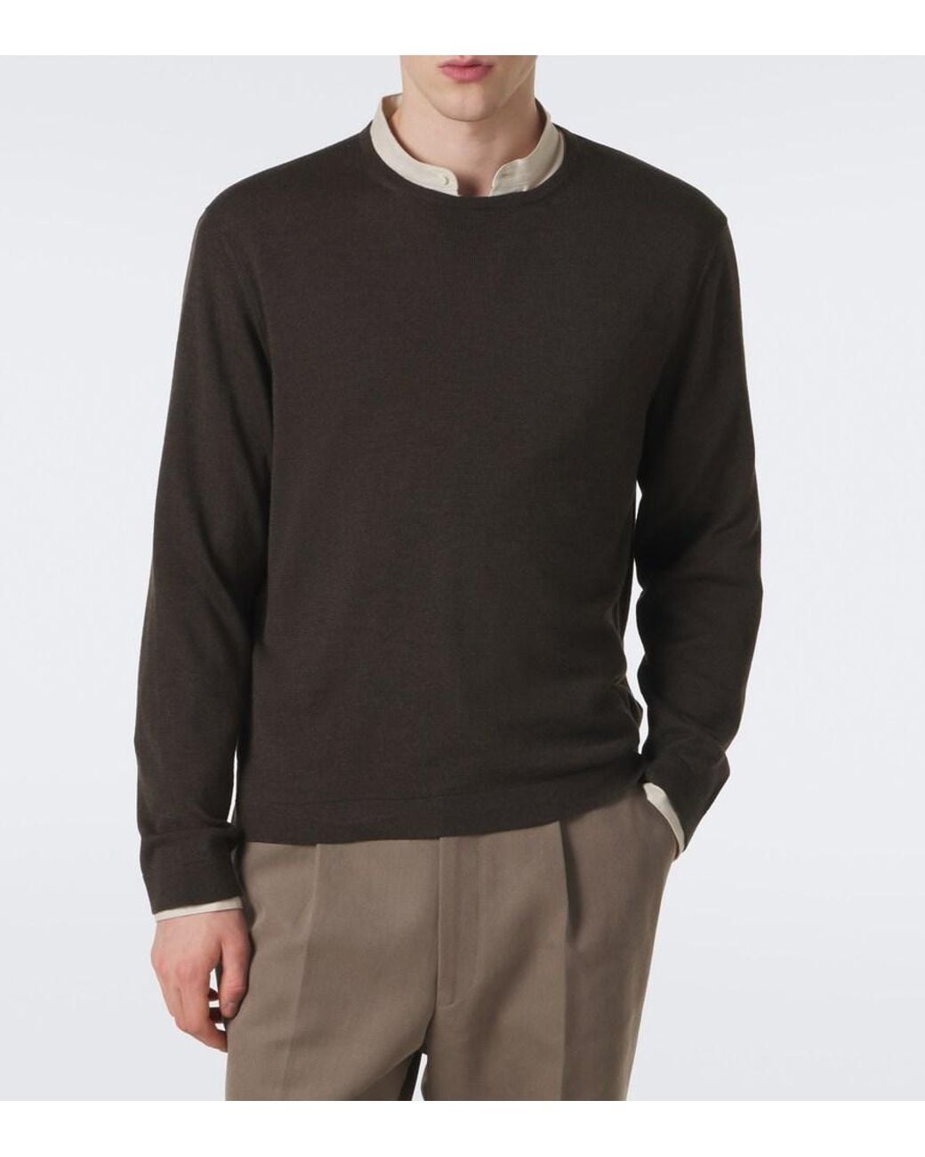 STÒFFA Brown Wool And Silk Sweater for men