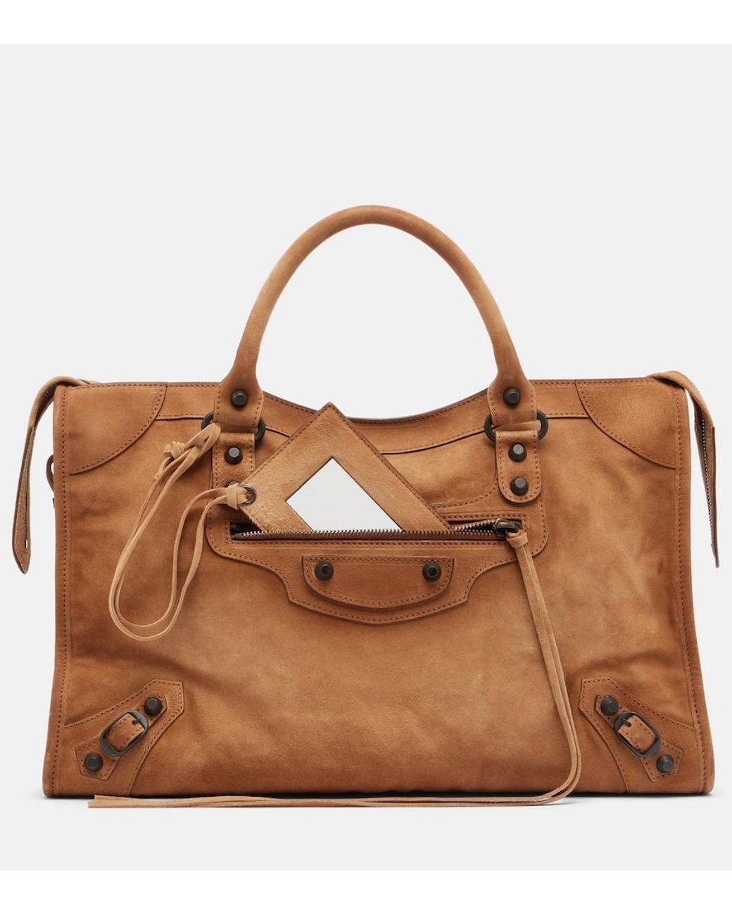 Balenciaga Brown Le City Medium Suede Top-Handle Bag