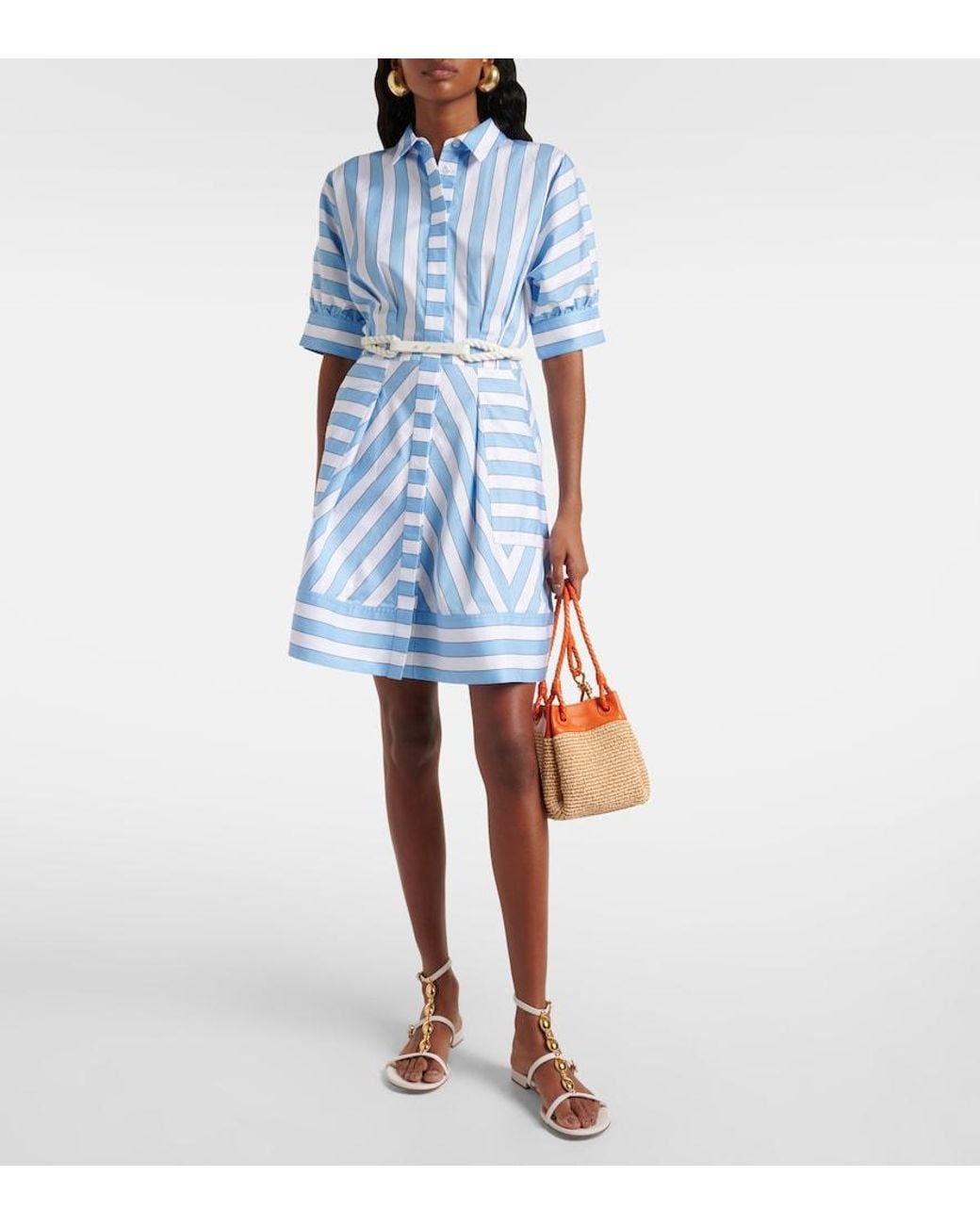 Rebecca Vallance Blue Nilah Striped Cotton Minidress