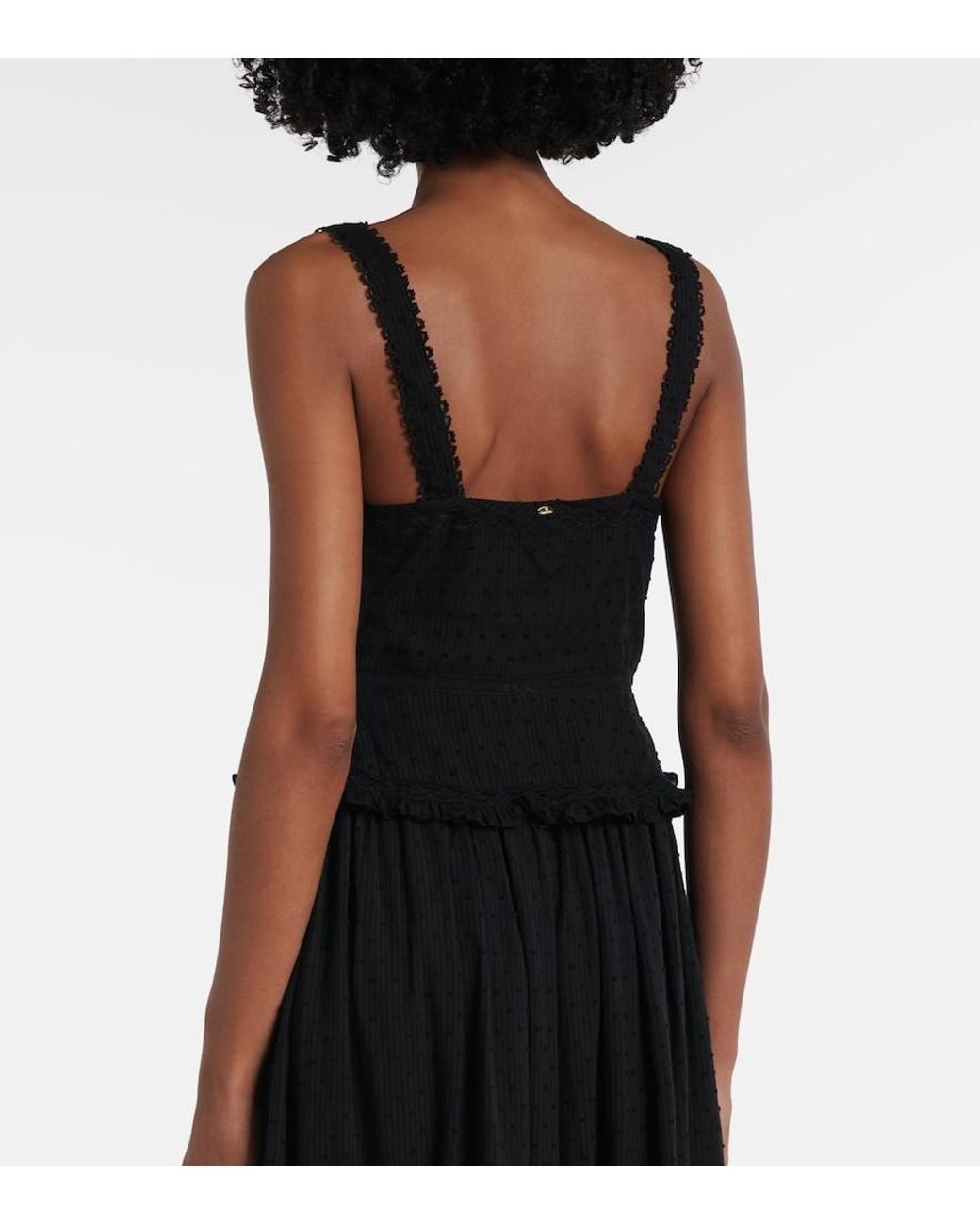 Poupette Black Berry Lace-Trimmed Cotton Top