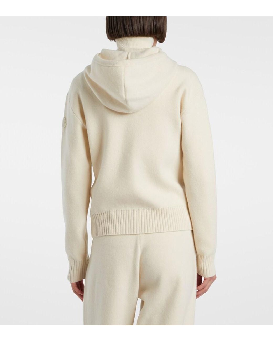 Moncler Natural Hooded Wool And Cashmere Zip-Up Cardigan