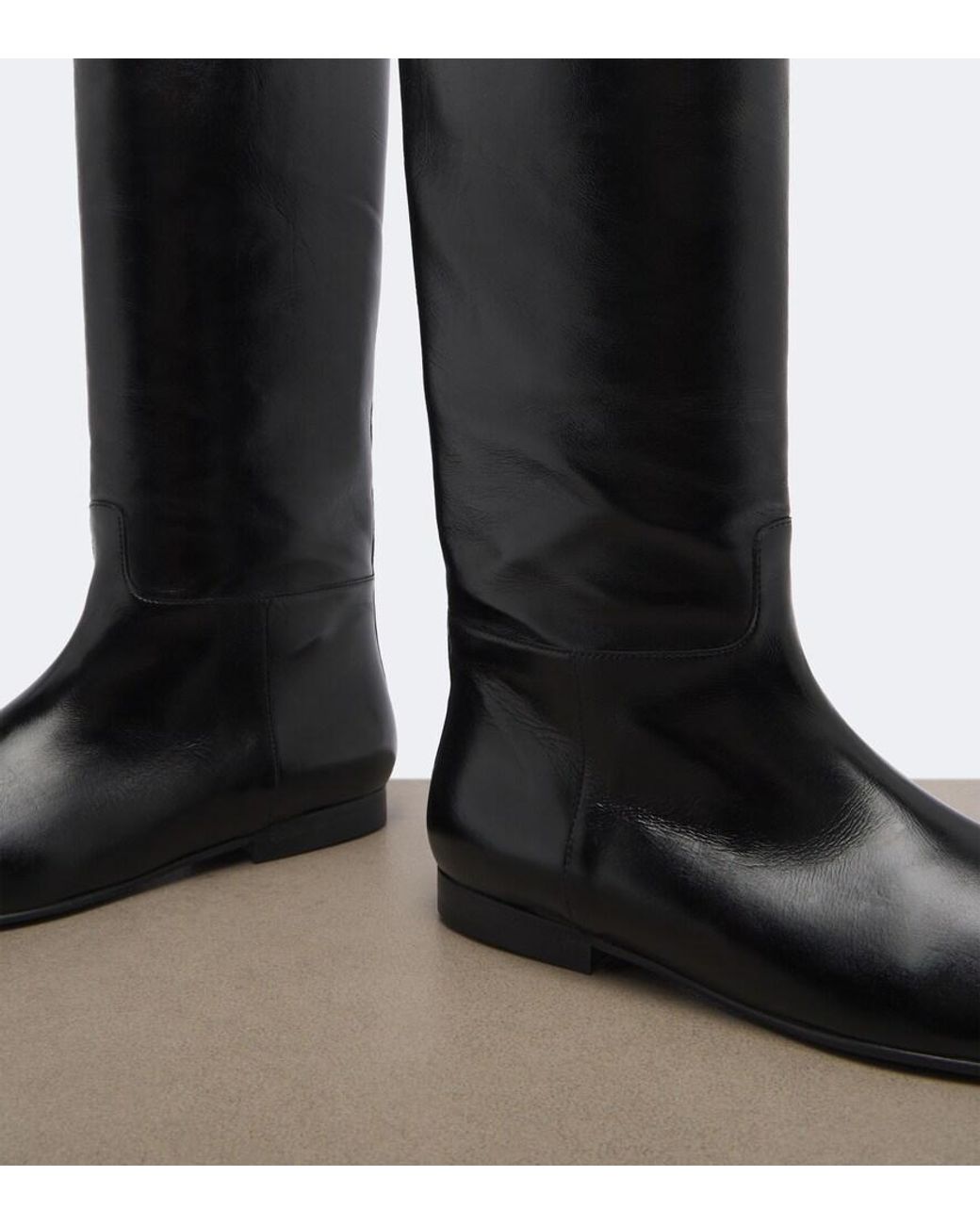Khaite Black Colt Leather Knee-High Boots