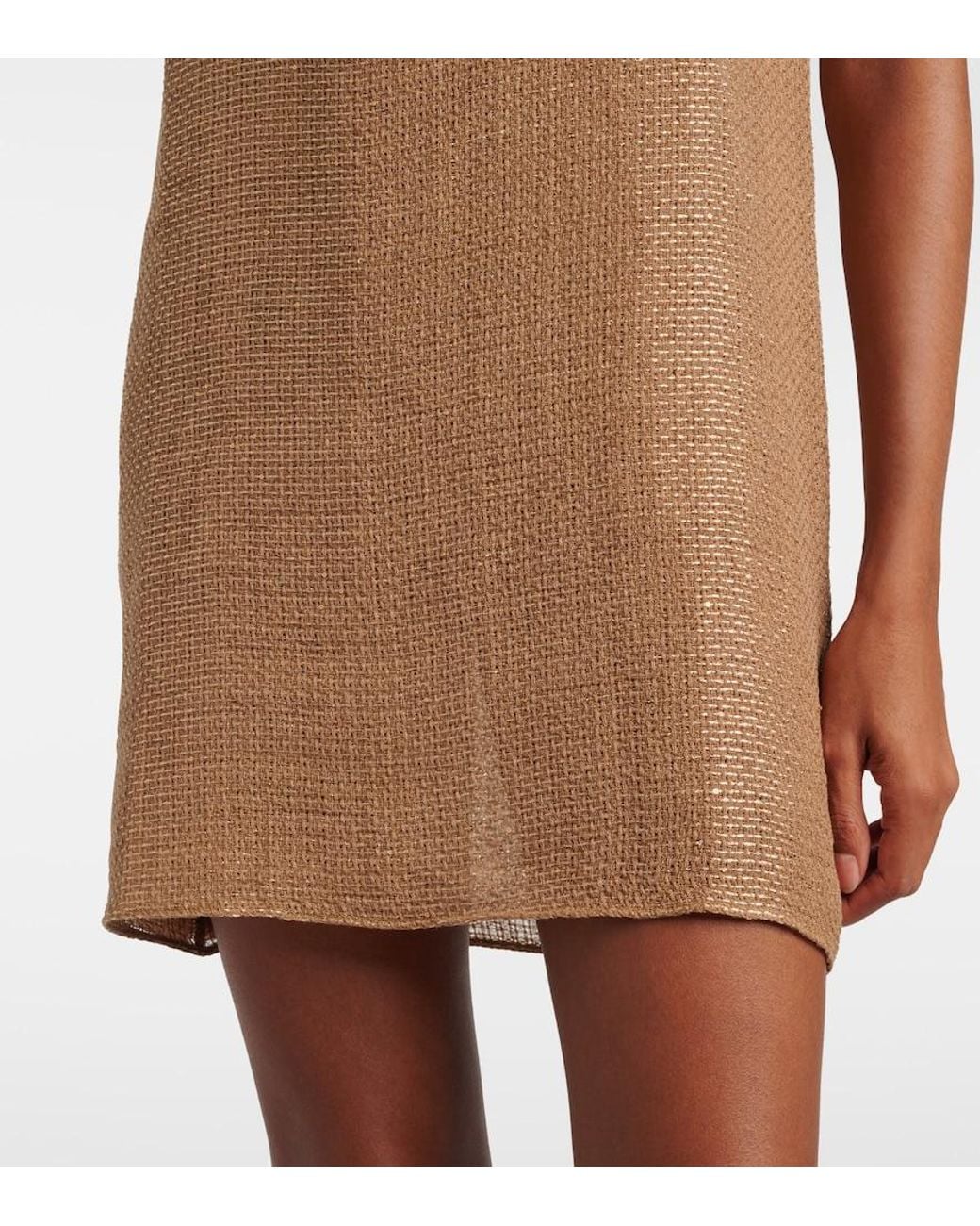 Leset Natural Stella Sequined Linen-Blend Minidress