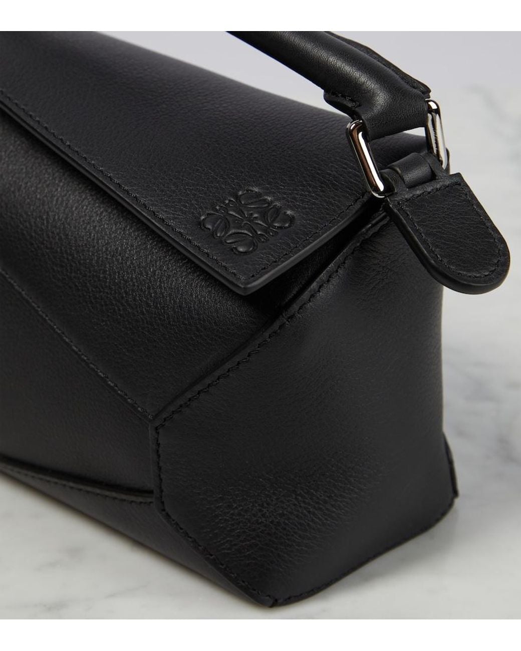Loewe Black Puzzle Edge Mini Leather Top-Handle Bag