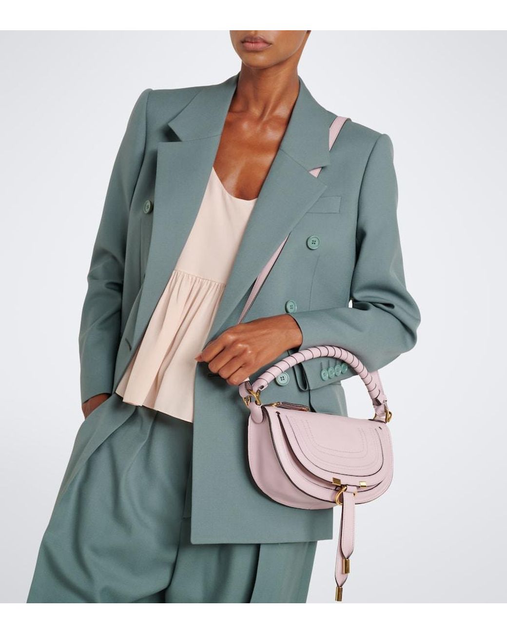 Chloé Pink Marcie Small Leather Shoulder Bag