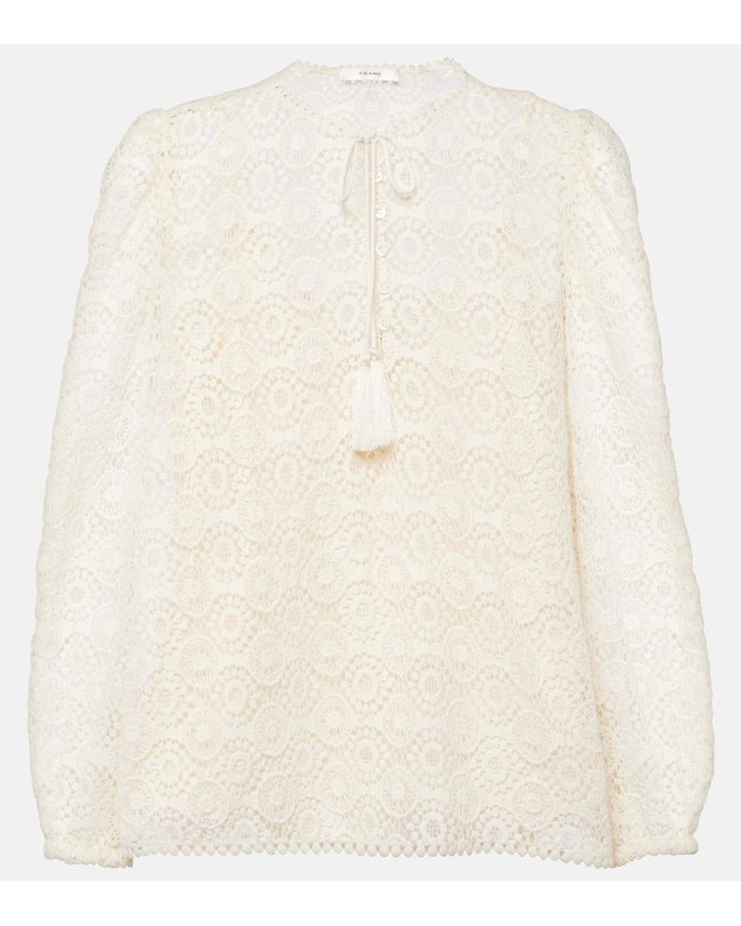 FRAME Natural Cotton Lace Blouse