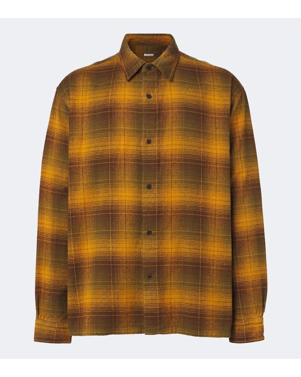 A.PRESSE Orange Checked Cotton And Silk Twill Shirt for men