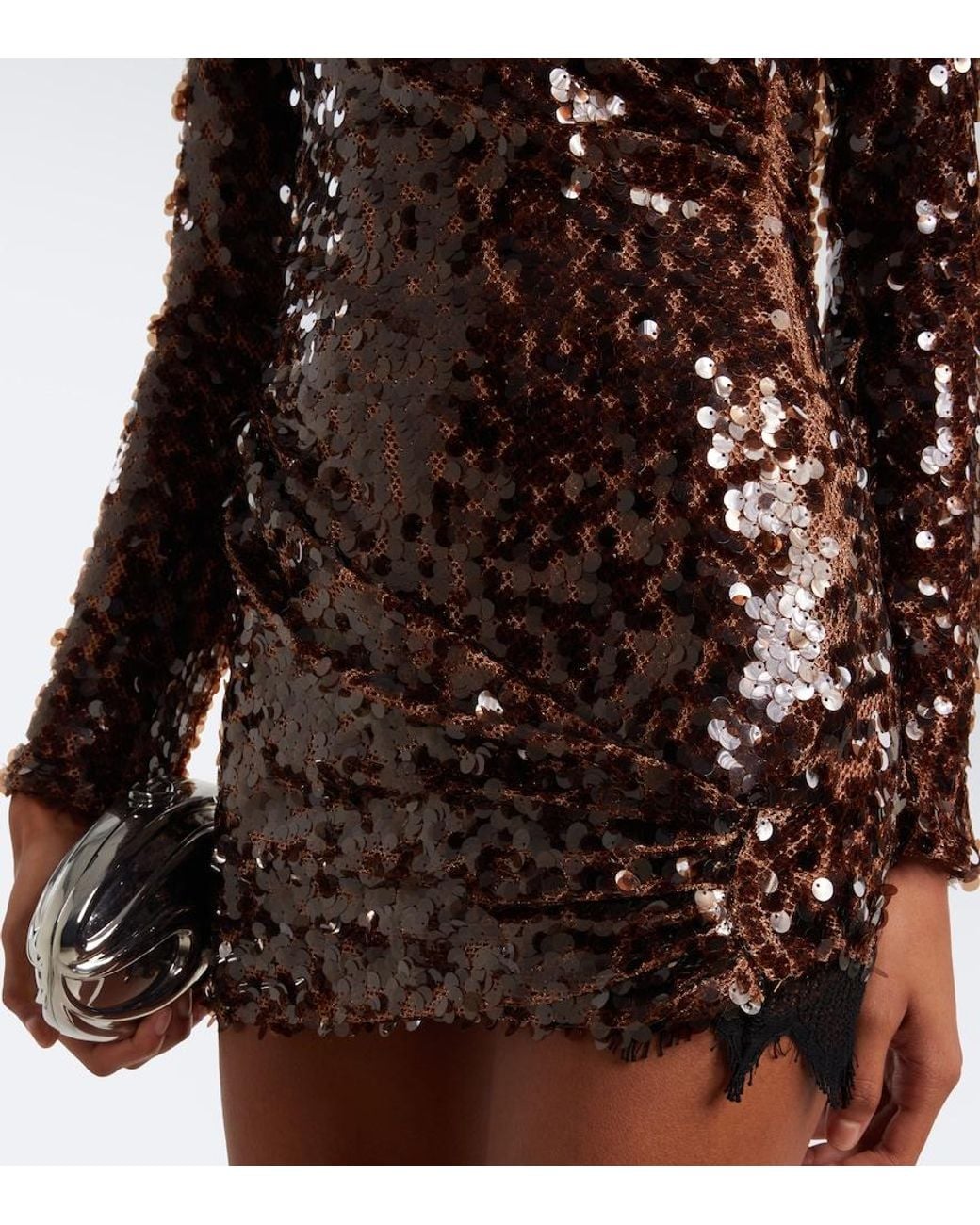Christopher Esber Brown Opaline Sequined Open-Back Minidress