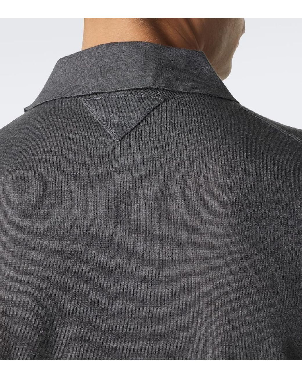 Prada Gray Cashmere And Silk Polo Shirt for men