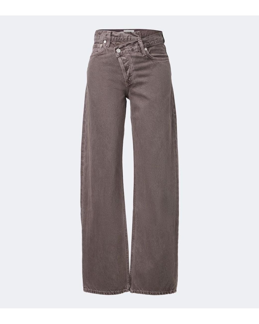 Agolde Brown Arc Criss Cross Wide-Leg Jeans