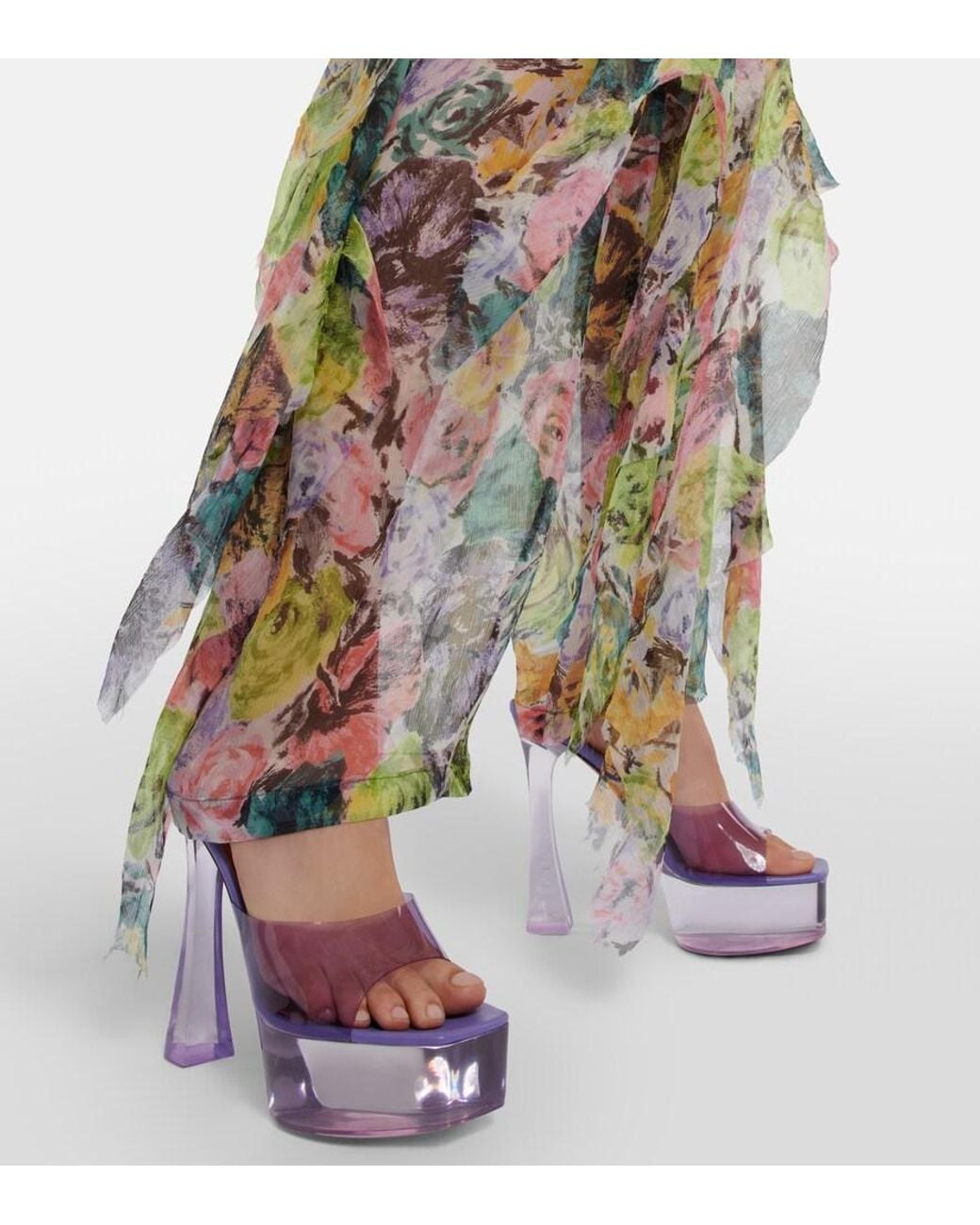 AMINA MUADDI Purple Dalida Glass Pvc Platform Mules
