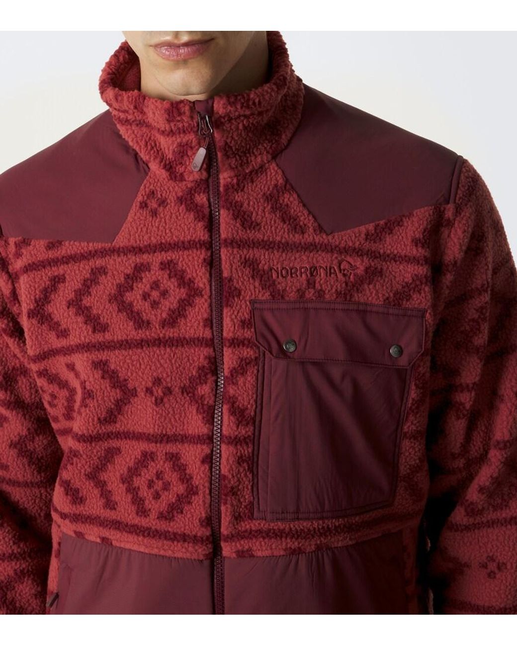 Norrona Red Tamok Printed Fleece Jacket for men