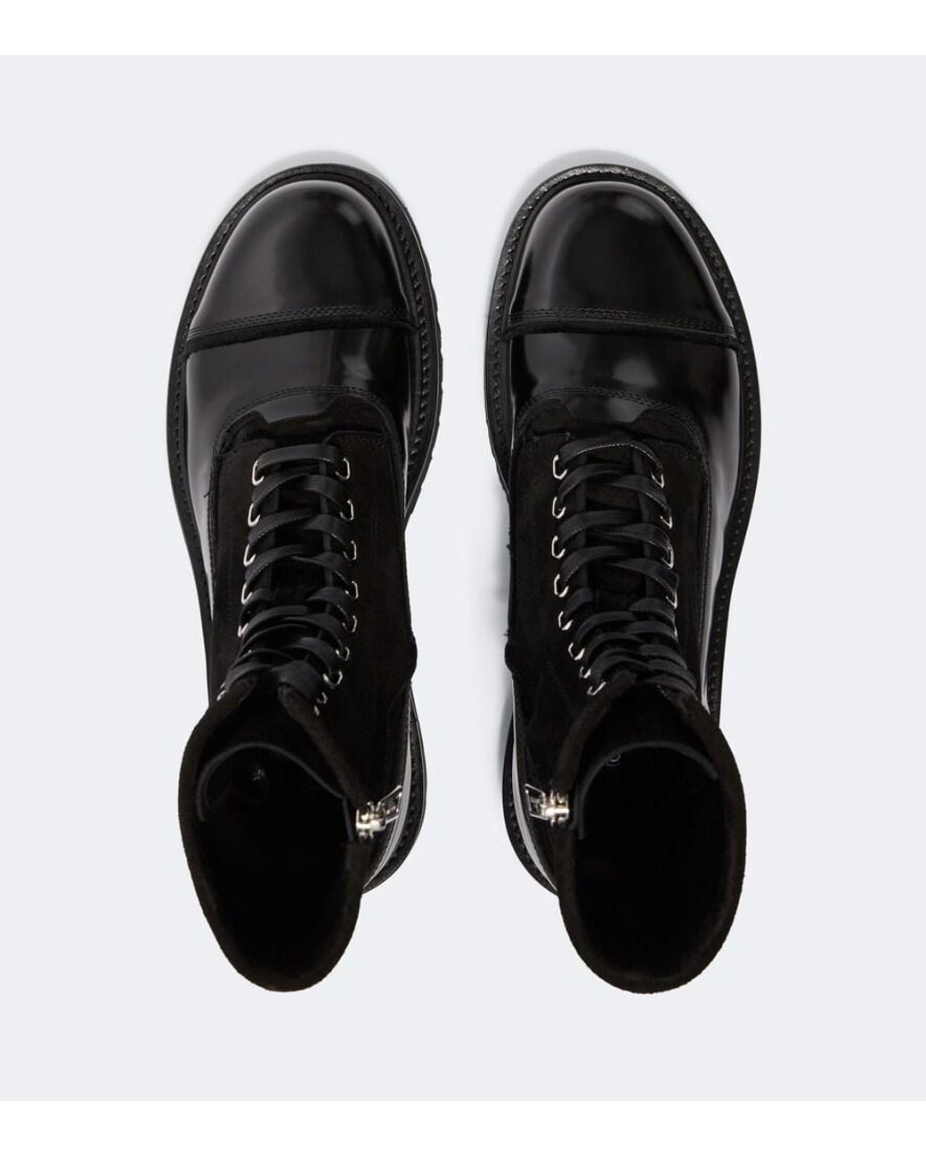 Dolce & Gabbana Black Suede And Leather Lace-Up Boots for men