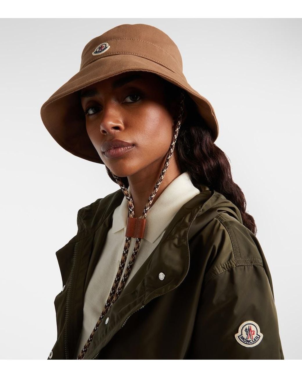 Moncler Natural Logo Cotton Canvas Bucket Hat