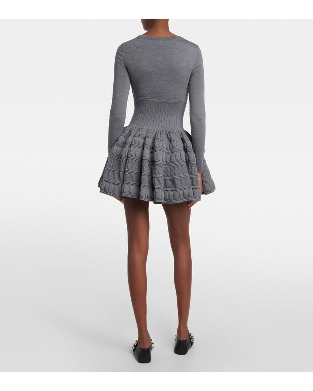 Alaïa Gray Knit Wool-blend Mini Dress