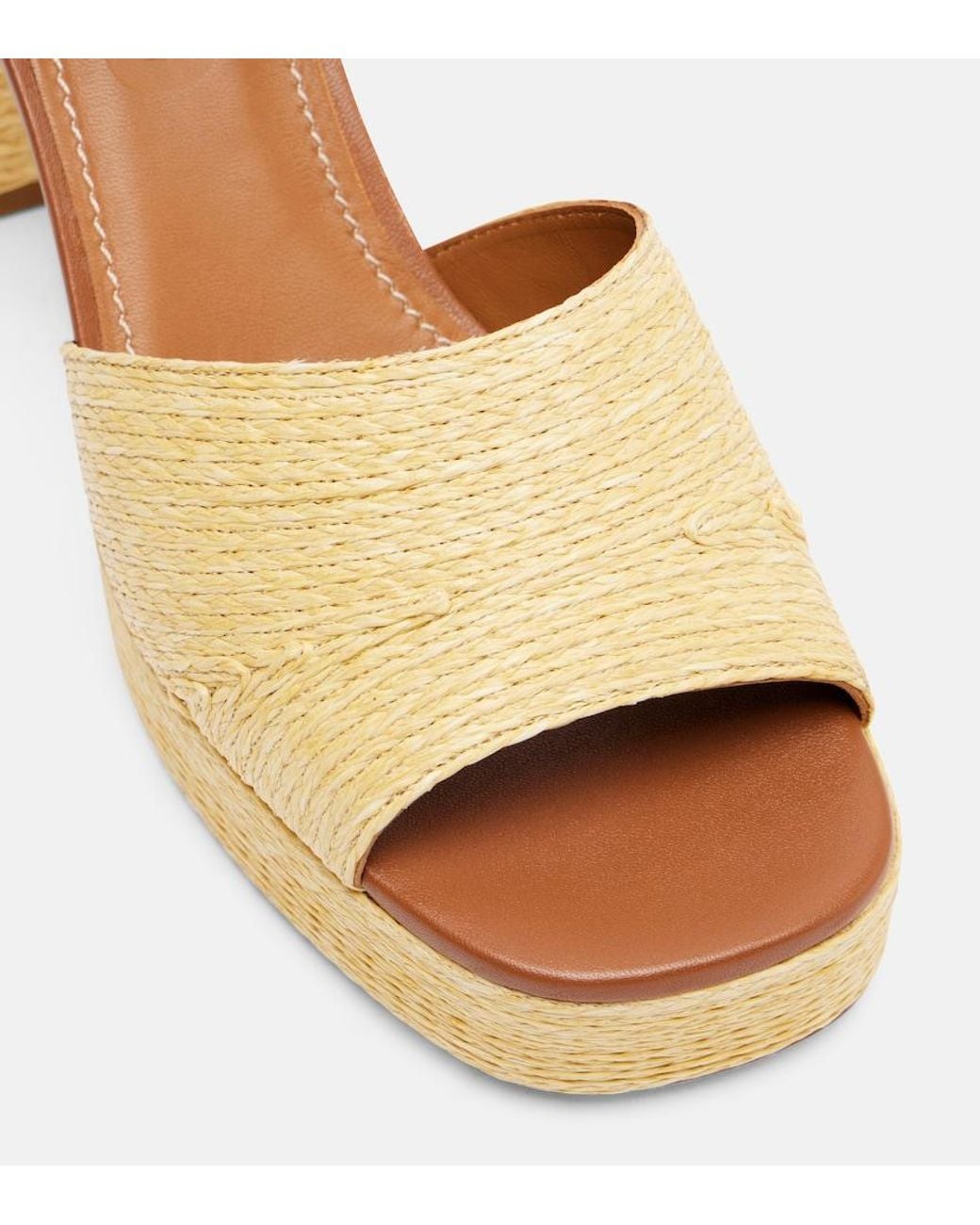 Staud Metallic Jodie Raffia And Leather Platform Sandals