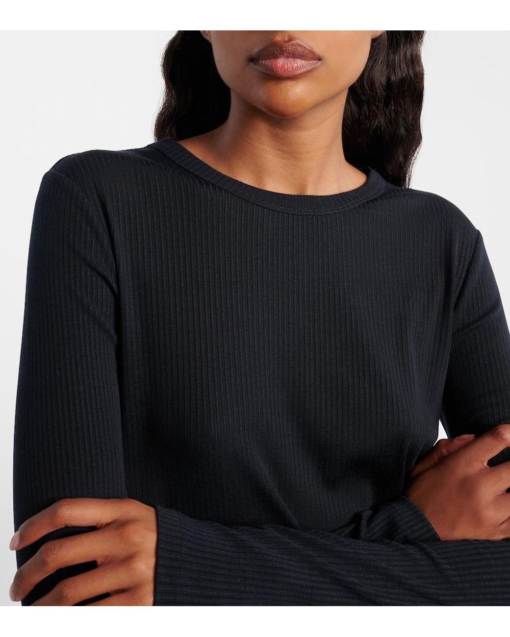 Max Mara Blue Ribbed-Knit T-Shirt