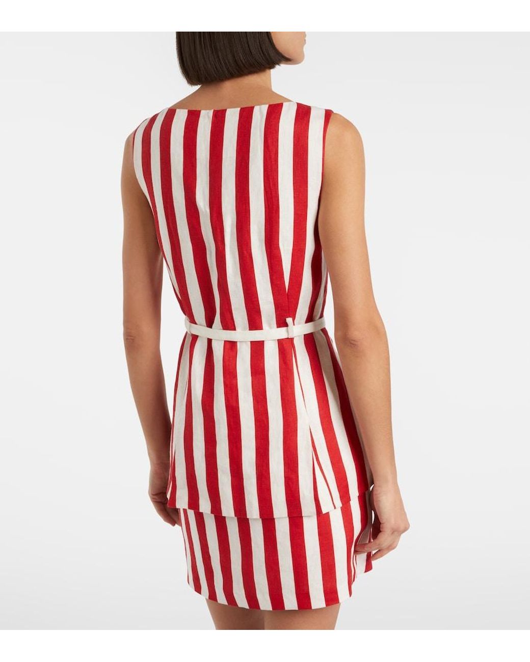 Posse Red Pamela Belted Striped Linen Vest