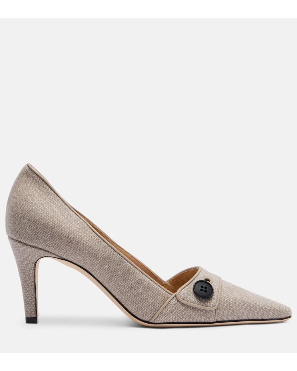 Manolo Blahnik White Lulumae 70 Herringbone Pumps