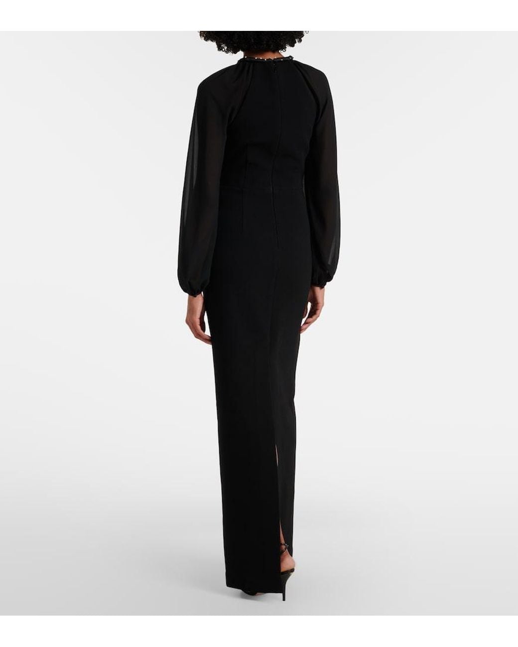Rebecca Vallance Black Livia Cutout Embellished Gown