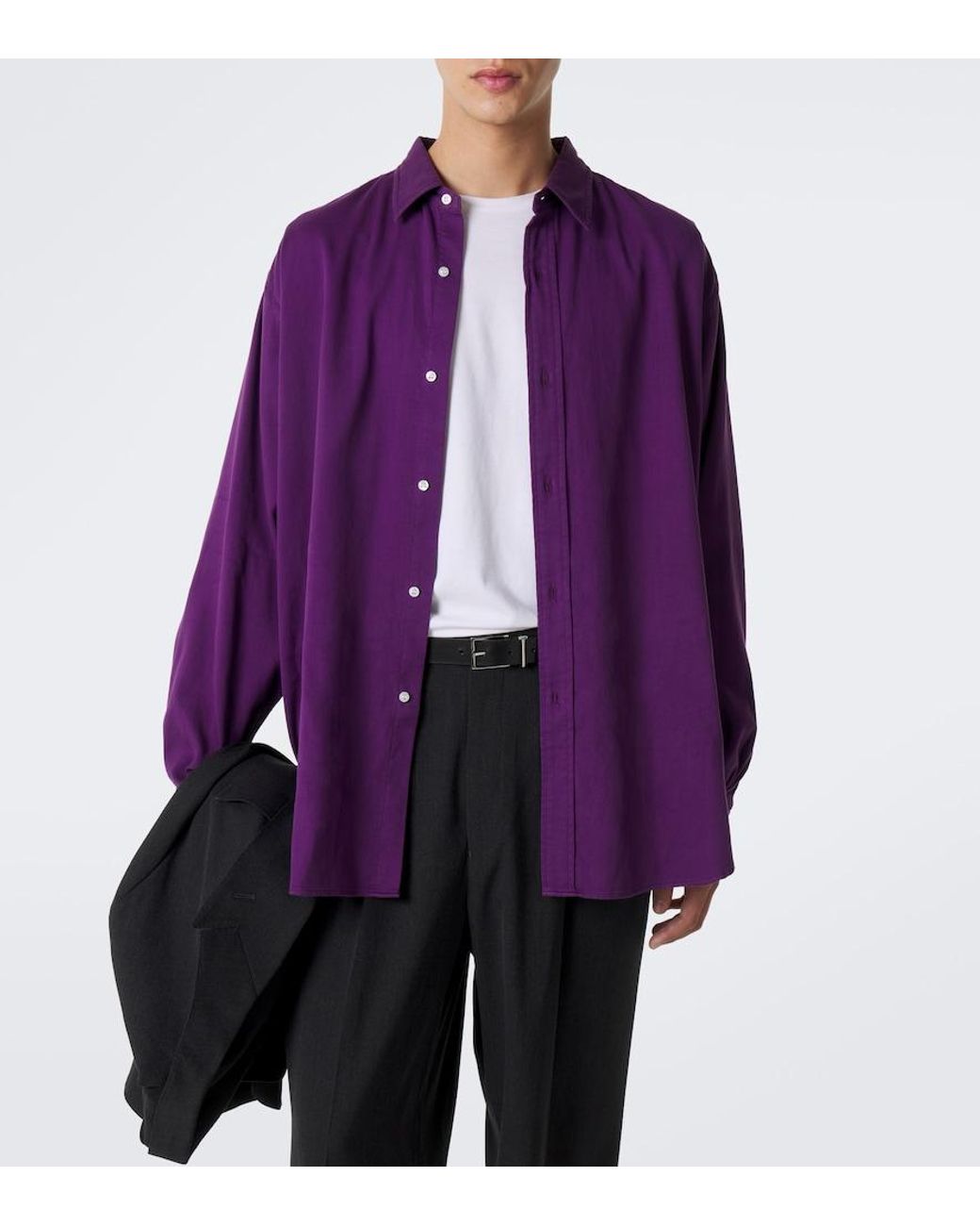 A.PRESSE Purple Cotton Twill Shirt for men