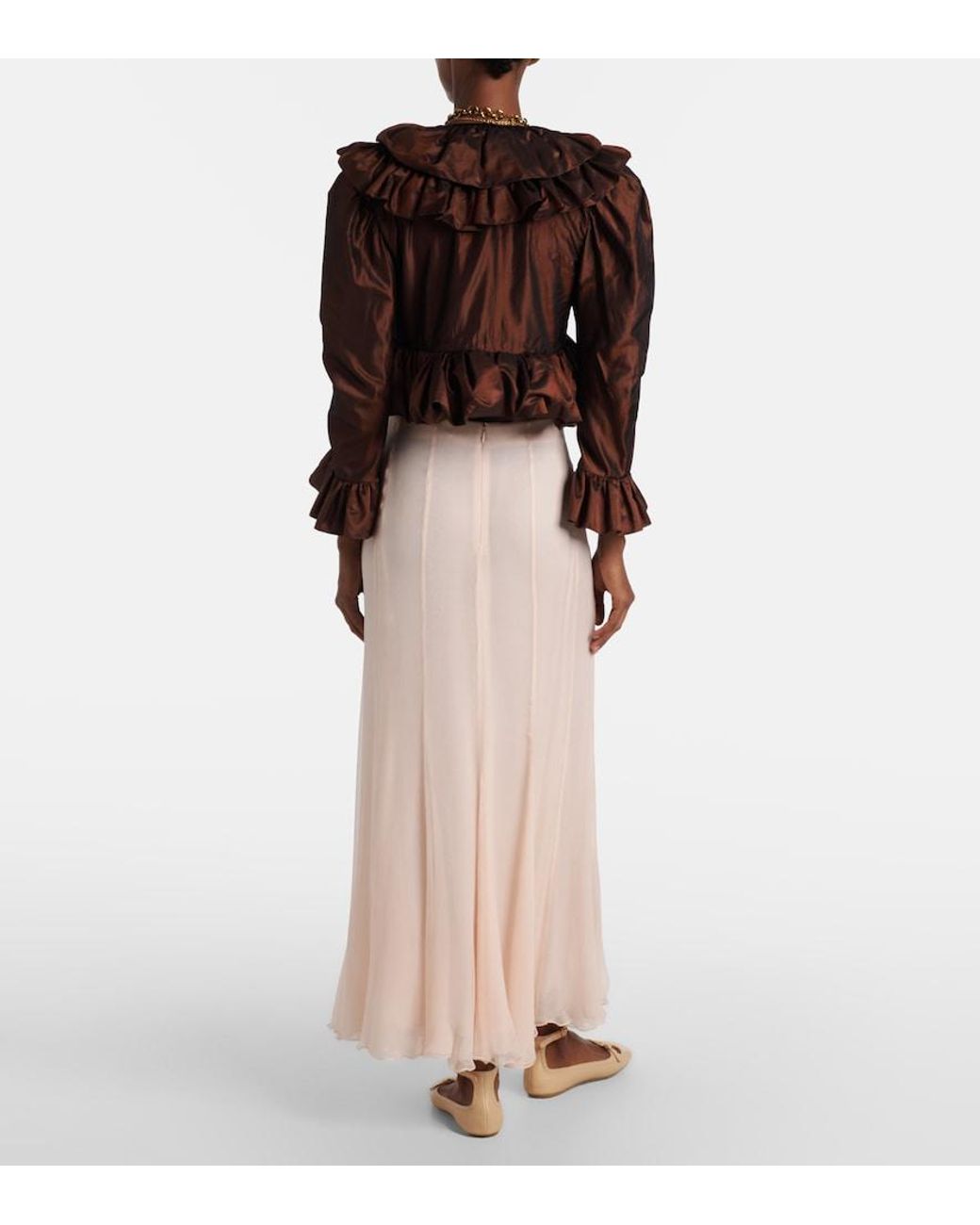Chloé Pink Pleated Silk Muslin Maxi Skirt