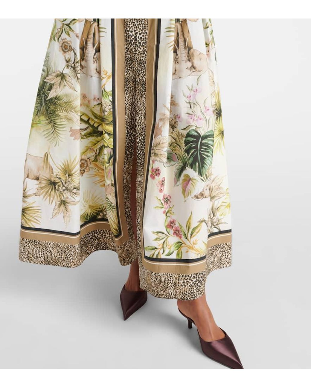 スカート Elie Saab Printed Cotton Long Skirt Green Elie Saab Printed Cotton Maxi Skirt in Natural | Lyst