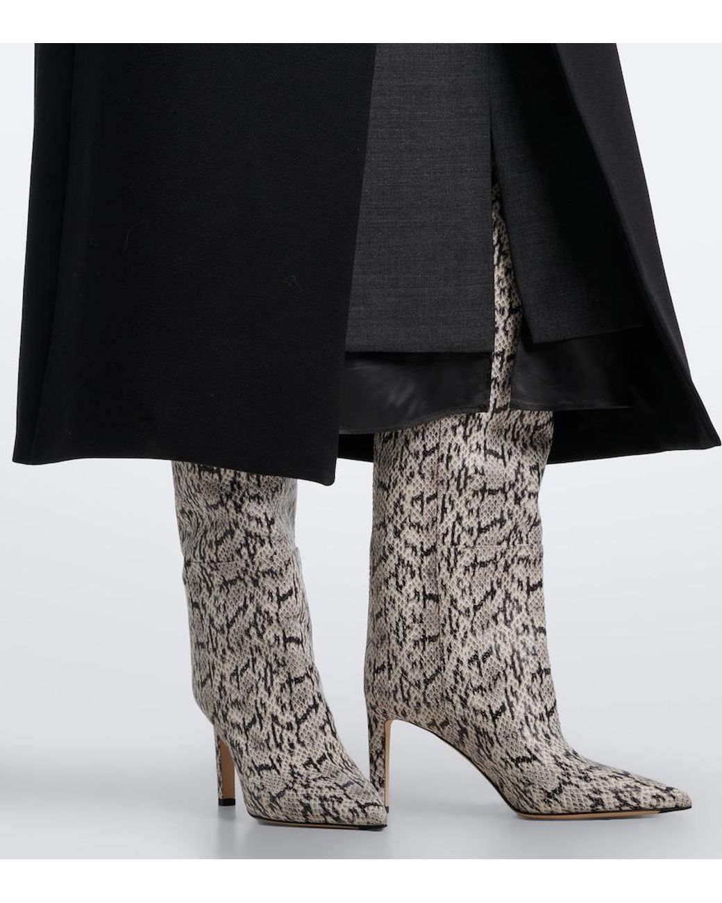 Jimmy Choo White Alizze Snake-Effect Leather Knee-High Boots