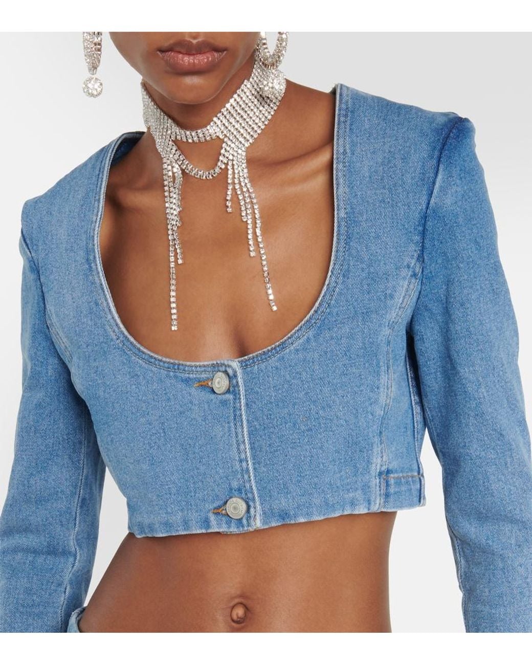 Magda Butrym Blue Cropped Denim Top