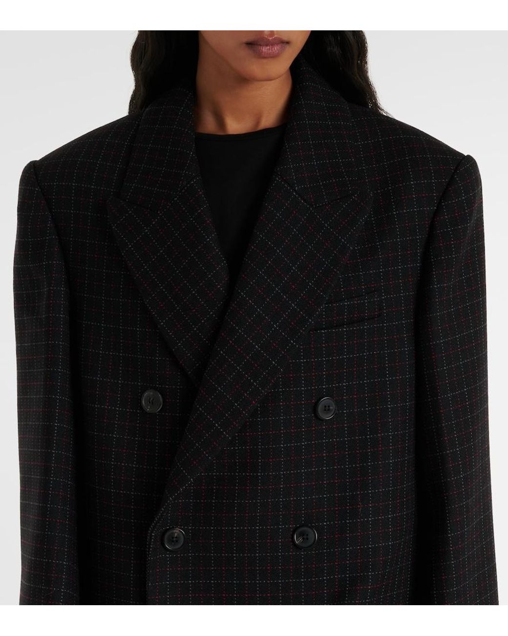Wardrobe NYC Black Oversized Checked Virgin Wool Coat