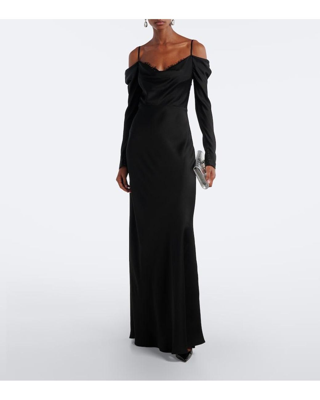 Rebecca Vallance Black Noire Off-Shoulder Gown