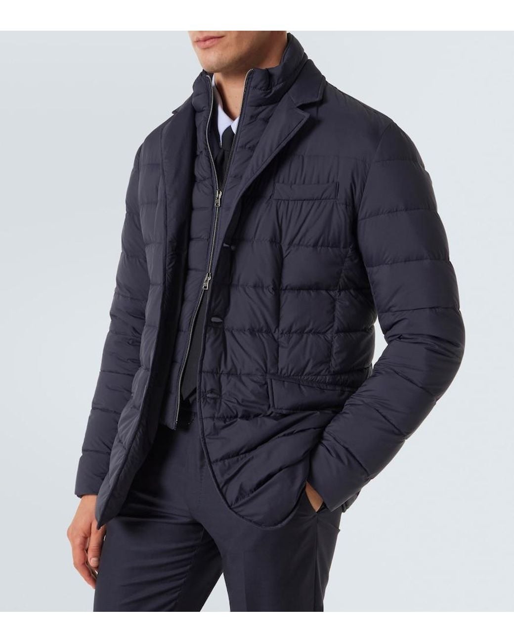 Herno Blue Layered Down-Paneled Jacket for men