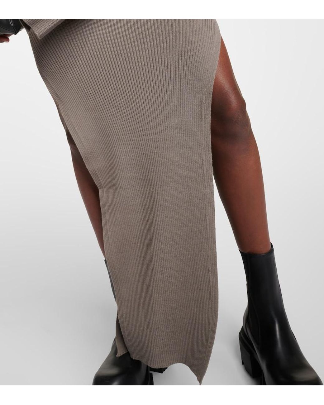 Rick Owens Gray Cutout Wool Maxi Dress