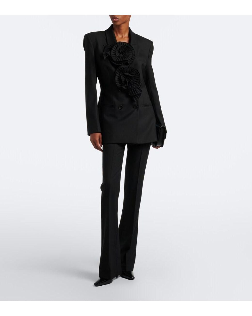 Blumarine Black Floral-Applique Blazer